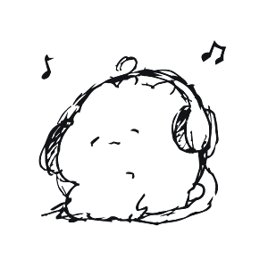 HACHIMOYOUのキャラクター（ヘッドホンをした丸い生き物）